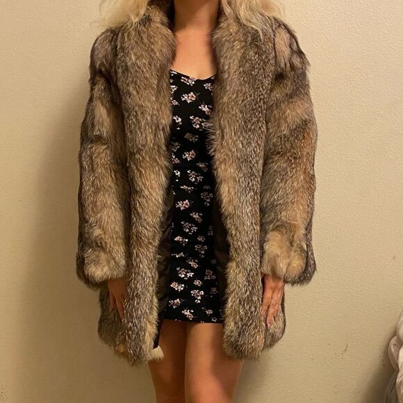 🍄 Crystal Fox Fur Genuine Brown Fur Coat - Picture 2 of 15